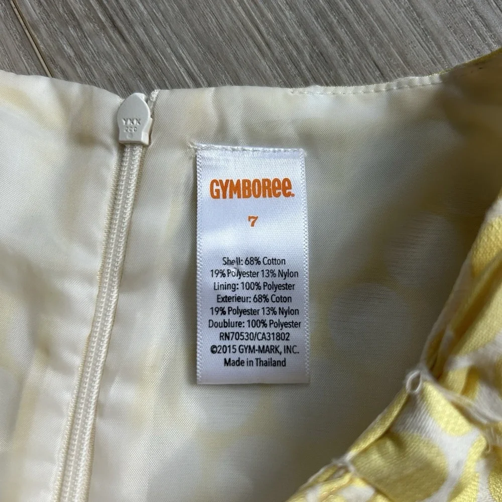 GYMBOREE 2015 Dress Size 7 Yellow Polka Dot Cap Sleeve Special‎ Occassion